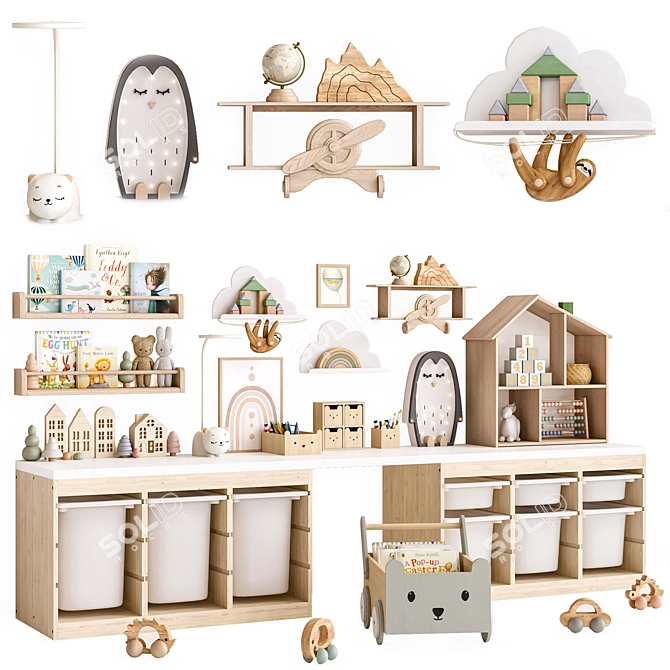  Children's Furniture and Decor Set 3D model image 1