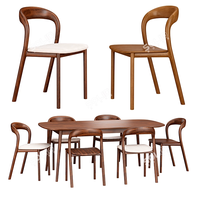 Contemporary Dining Set Neva Light 3D model image 1