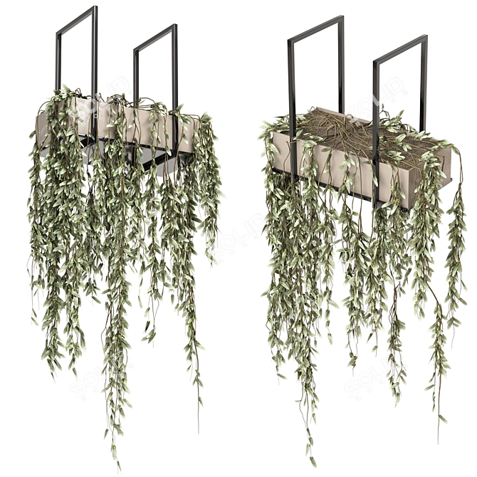 Metal Box Hanging Plants Set 3D model image 5