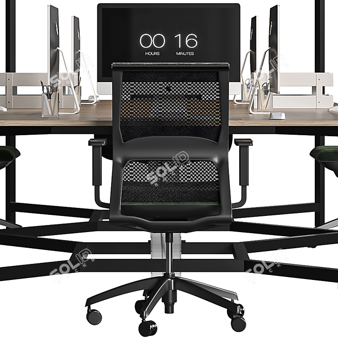 Modern Office Chair Set2015 Polys 3D model image 8