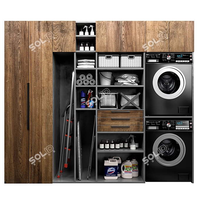 Virtual Laundry Room Set 3D model image 1