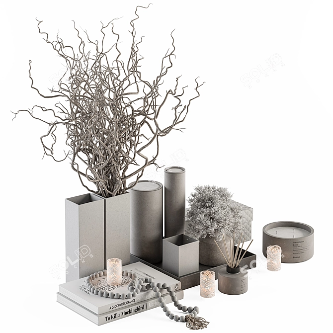 Elegant White Beige Bouquet Set 3D model image 1