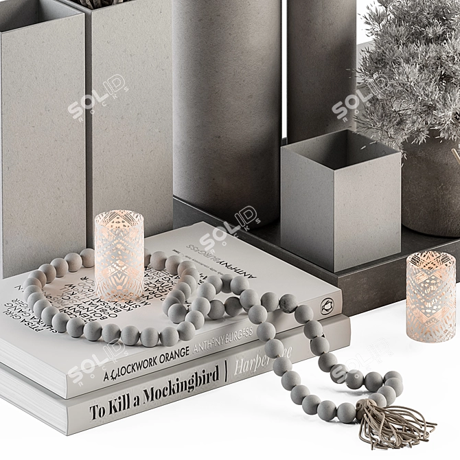 Elegant White Beige Bouquet Set 3D model image 2