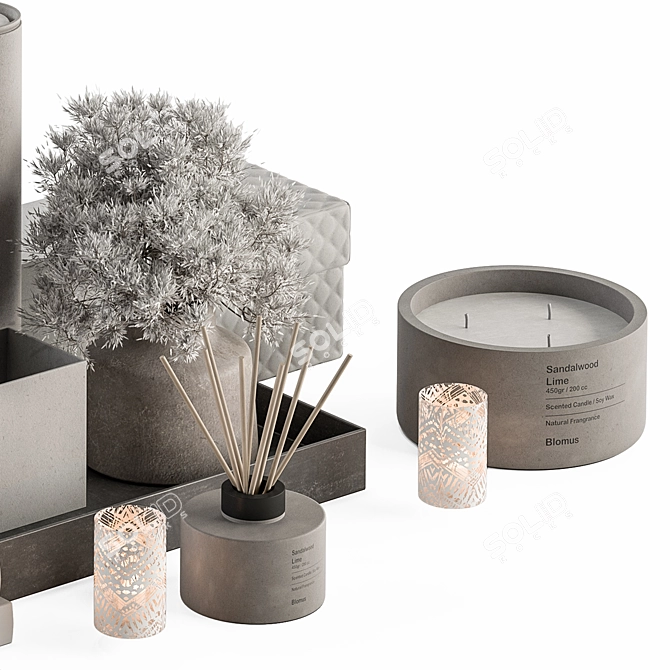 Elegant White Beige Bouquet Set 3D model image 3