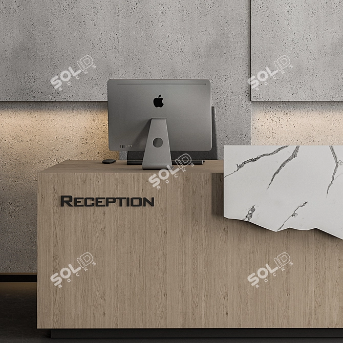 Office Set 314: Reception Desk & Wall Decor 3D model image 2