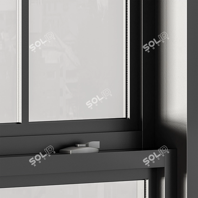 Sleek Black Double Hung Windows 3D model image 5