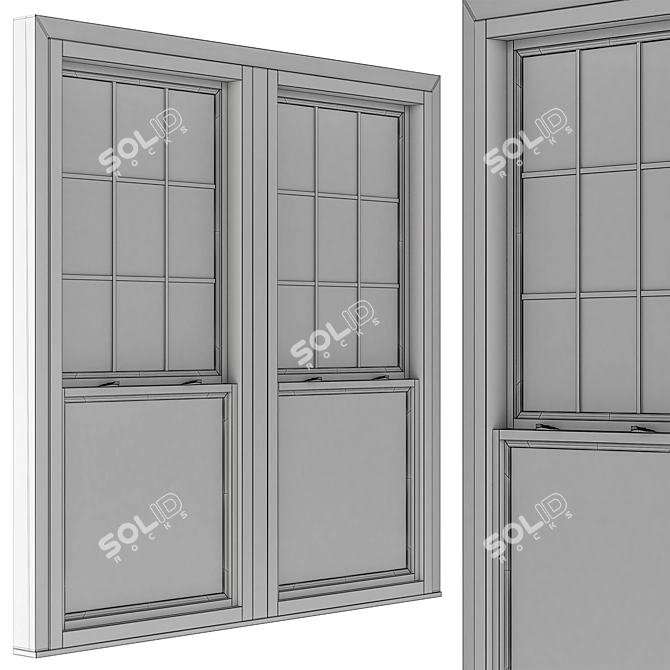 Sleek Black Double Hung Windows 3D model image 6