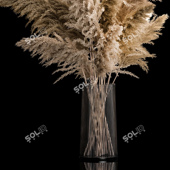 Pampas Grass Bouquet in Glass Vase 3D model image 3