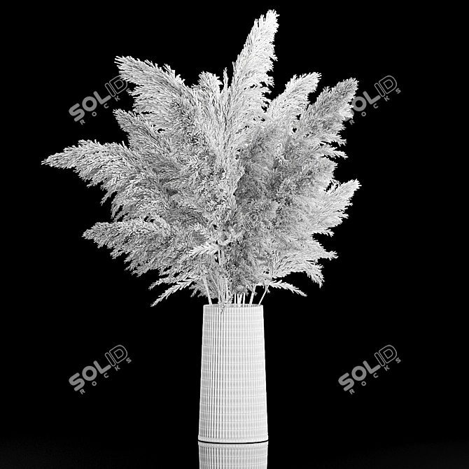 Pampas Grass Bouquet in Glass Vase 3D model image 6