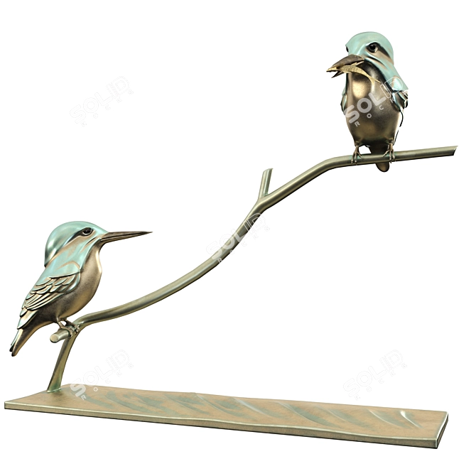 Elegant Kingfisher Sculpture, Handcrafted 3D model image 1