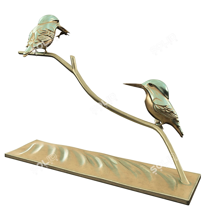 Elegant Kingfisher Sculpture, Handcrafted 3D model image 2