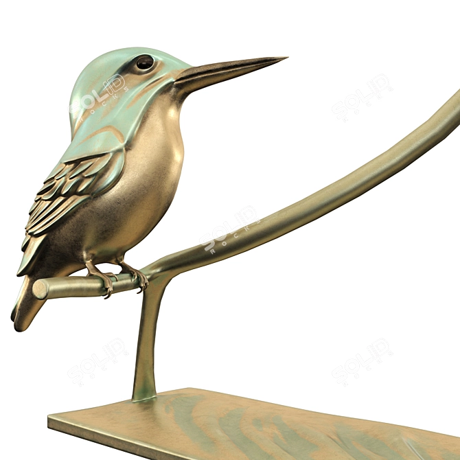 Elegant Kingfisher Sculpture, Handcrafted 3D model image 3