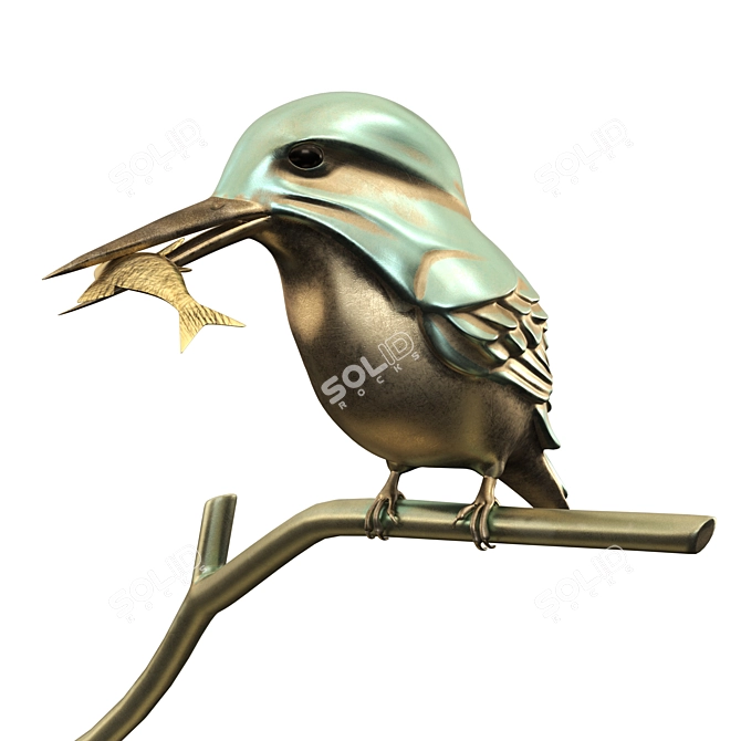 Elegant Kingfisher Sculpture, Handcrafted 3D model image 4