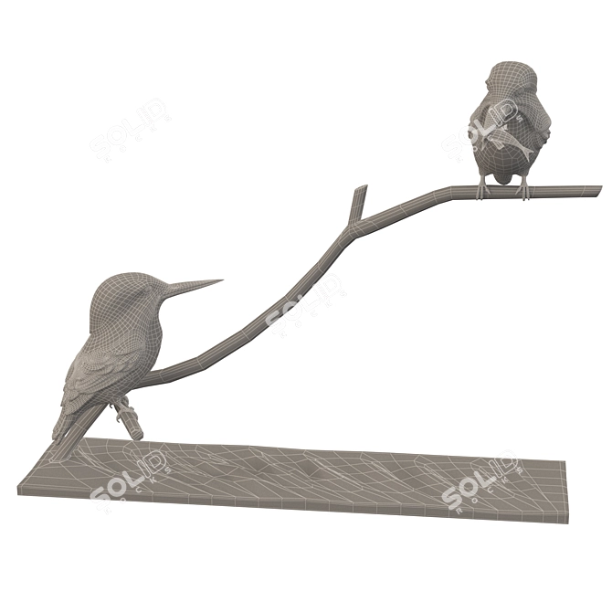 Elegant Kingfisher Sculpture, Handcrafted 3D model image 5