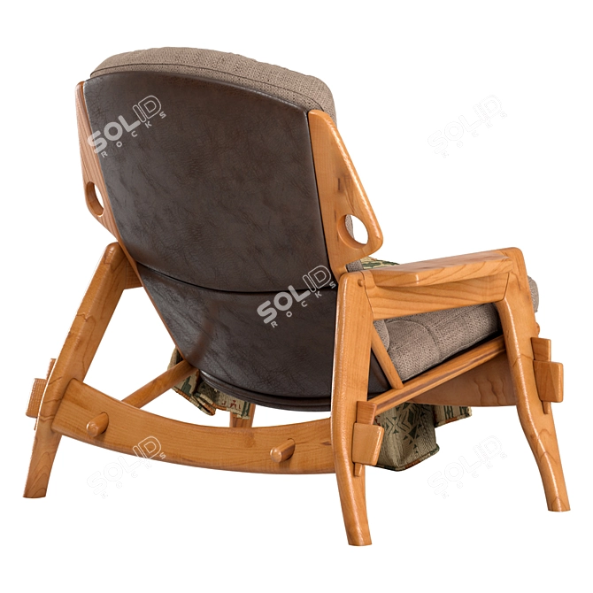  Elegant Fabric and Wood Armchair 3D model image 4