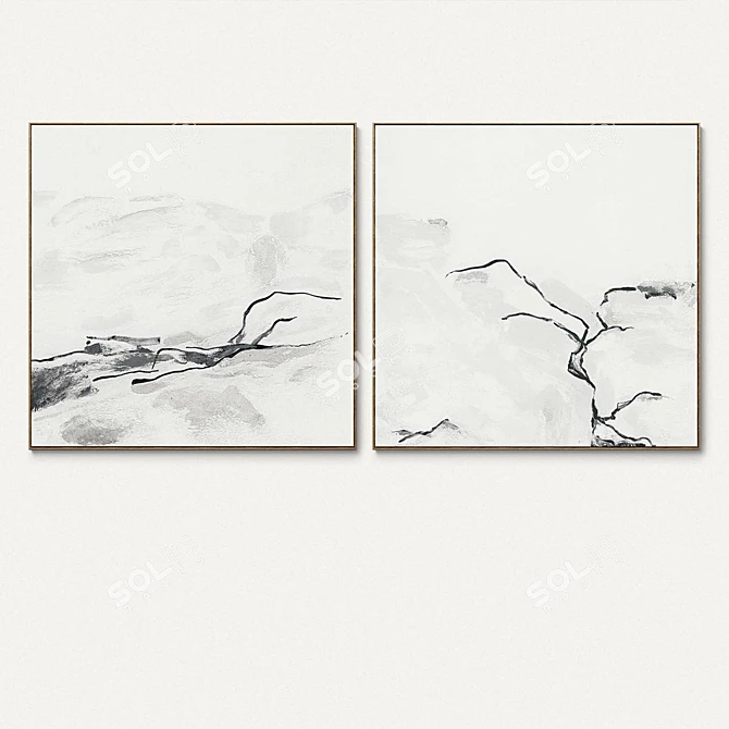 Abstract Square Photo Frames Set 3D model image 1