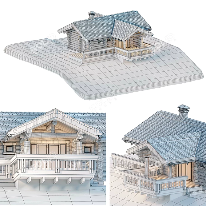 Low Poly Log Cabin Kit 3D model image 4