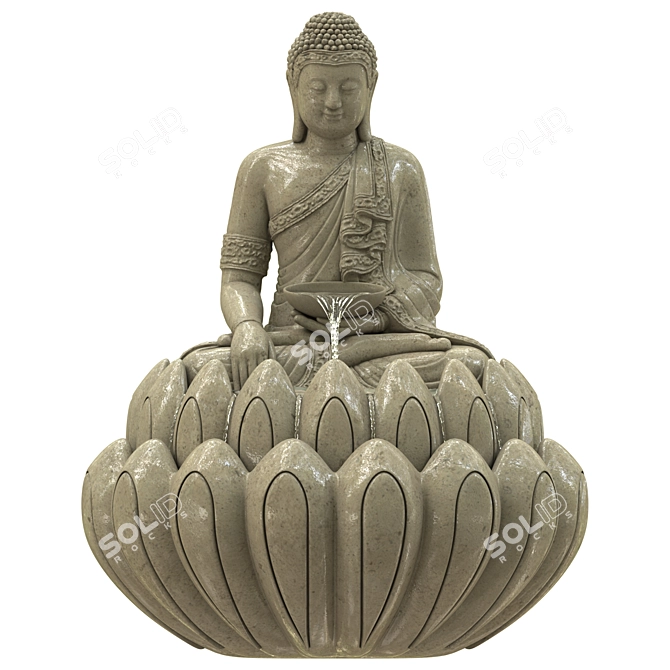 Lotus Buddha Fountain Sculpture 3D model image 2