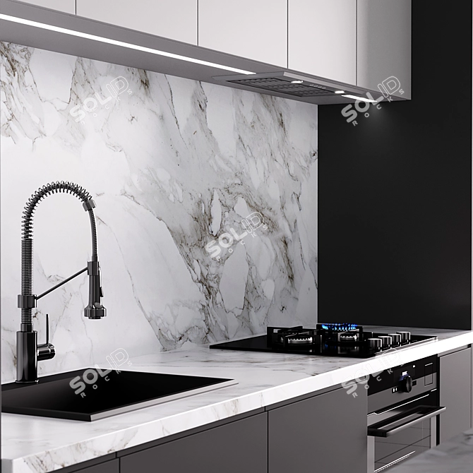 Modern Gray Kitchen Set 3D model image 4
