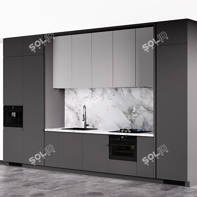 Modern Gray Kitchen Set 3D model image 5