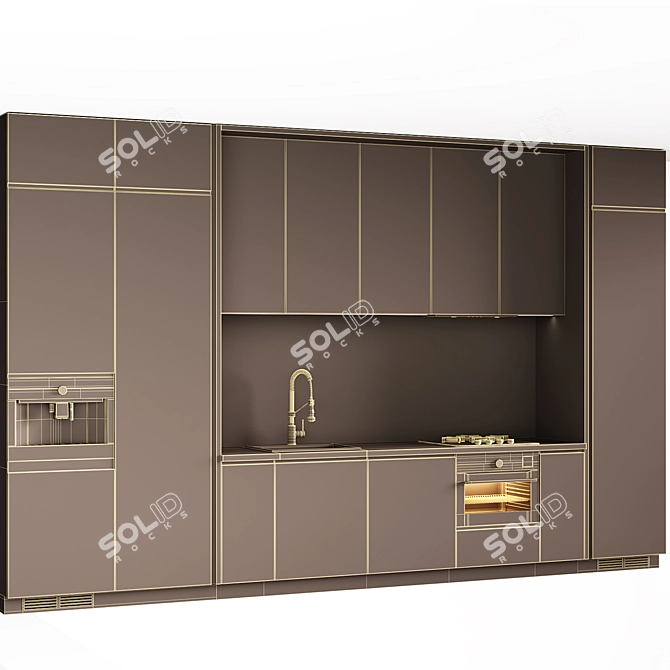 Modern Gray Kitchen Set 3D model image 6