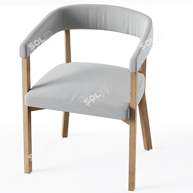 Elegant Barbuda Dining Armchair 3D model image 2