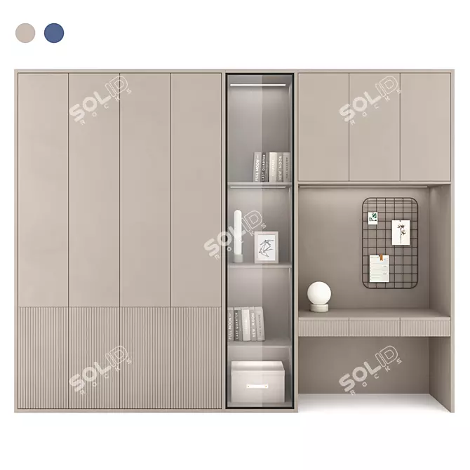 Illuminated Storage & Workstation: Beige & Blue 3D model image 1
