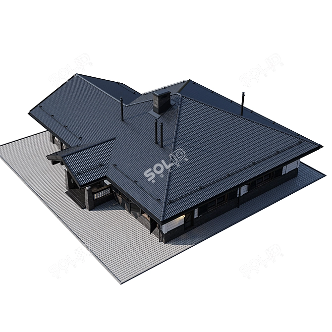 Wooden Private House Model 3D model image 5