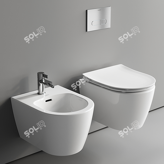 Soleil Wall-Hung WC & Bidet 3D model image 1