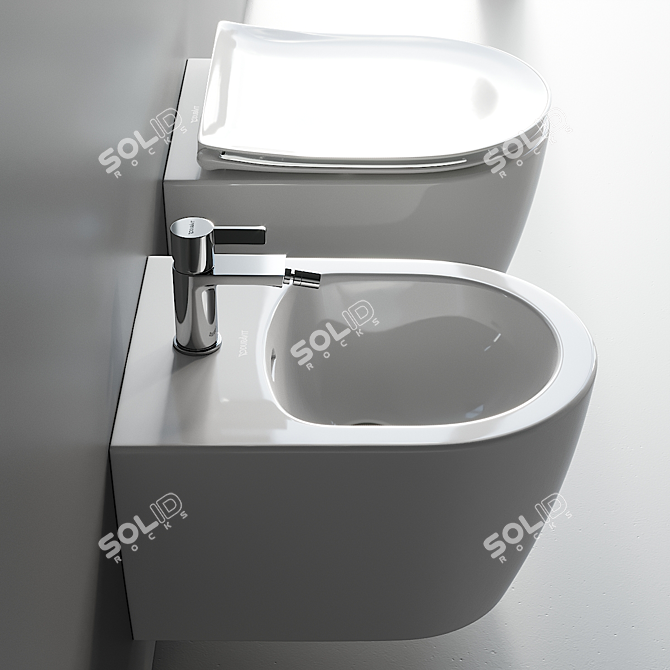 Soleil Wall-Hung WC & Bidet 3D model image 2