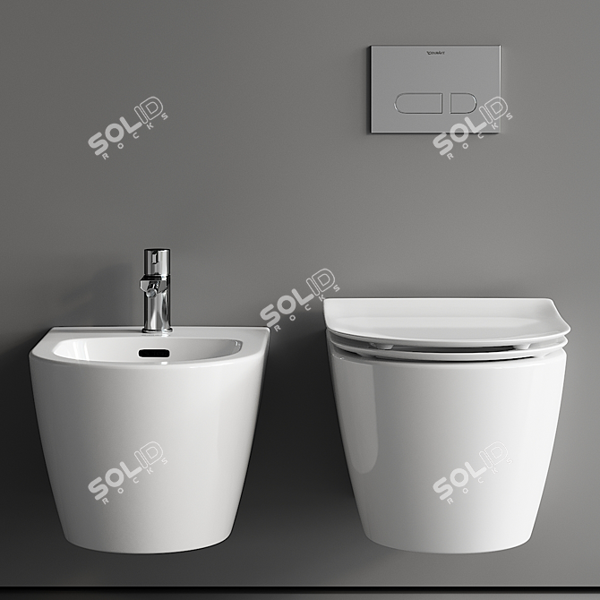 Soleil Wall-Hung WC & Bidet 3D model image 4