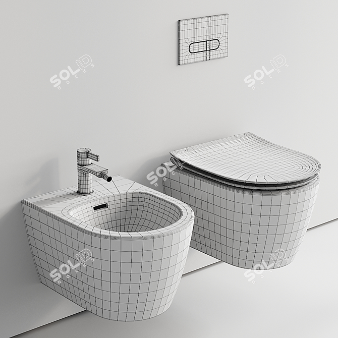 Soleil Wall-Hung WC & Bidet 3D model image 5