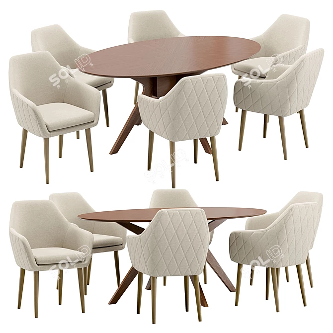 Zoe Dining Chair and Adel Table 3D model image 1