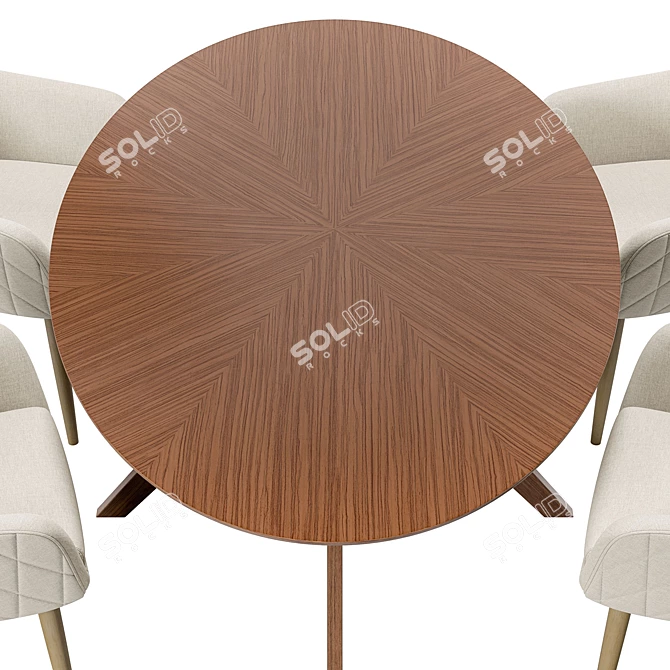 Zoe Dining Chair and Adel Table 3D model image 2