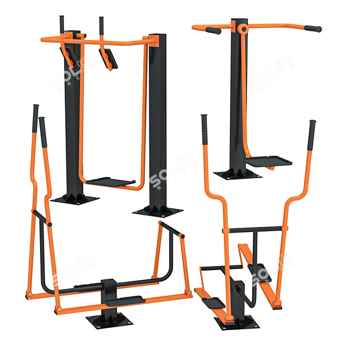 Outdoor Fitness Equipment Set 3D model image 1