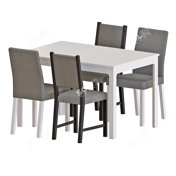 Modern Dining Set with Chairs 3D model image 1