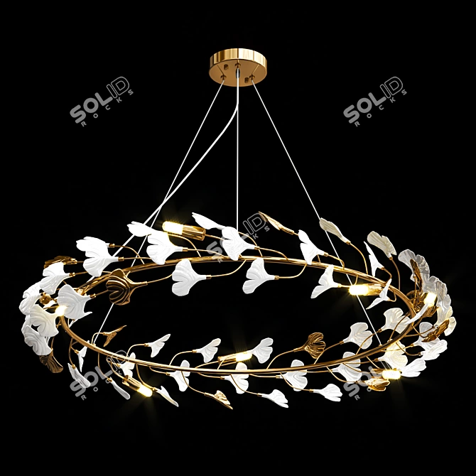 Blooming White Floral Chandelier 3D model image 3