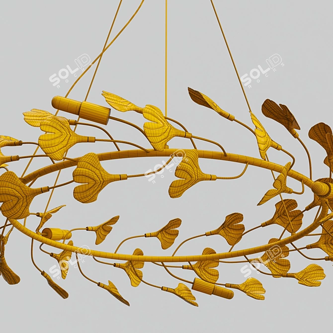 Blooming White Floral Chandelier 3D model image 4