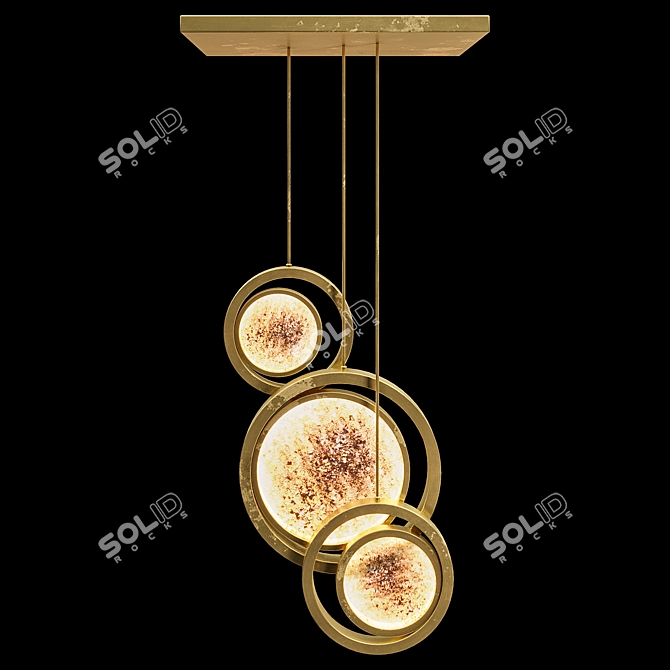 Antique Gold Moon Sculpture Lamp 3D model image 1