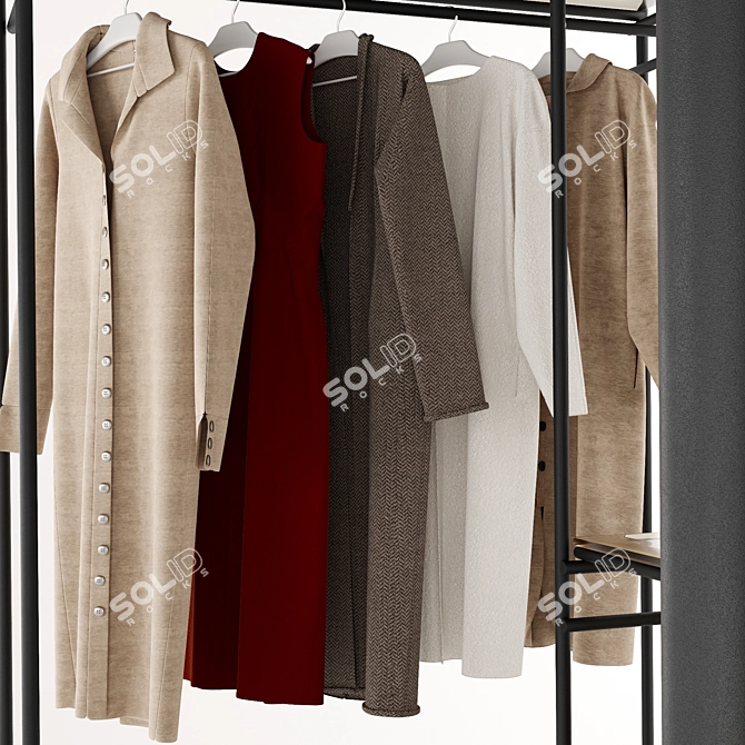 Minimalist Glass Metal Wardrobe 3D model image 5
