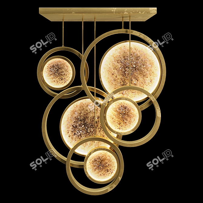 Antique Gold Moon Suspension Lamp 3D model image 1