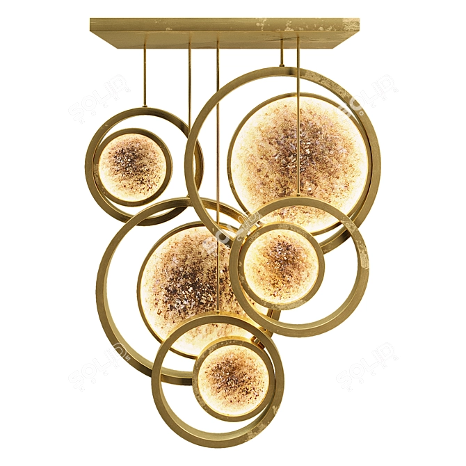 Antique Gold Moon Suspension Lamp 3D model image 2