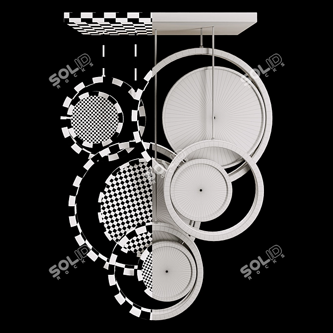 Antique Gold Moon Suspension Lamp 3D model image 3