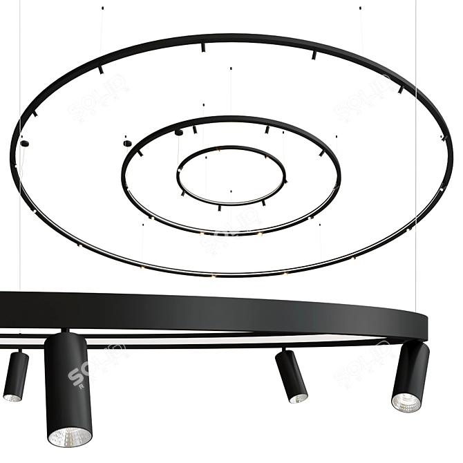 Adjustable Aluminum Suspension Lamp HiHope 3D model image 1