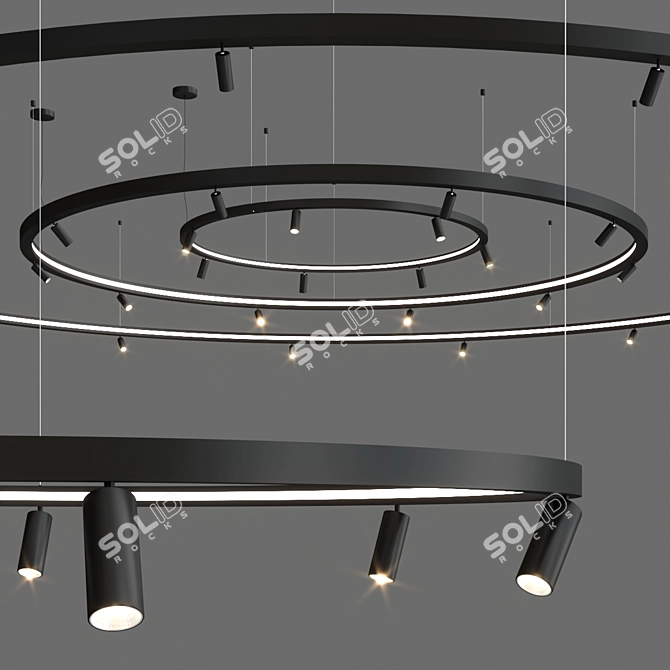 Adjustable Aluminum Suspension Lamp HiHope 3D model image 2