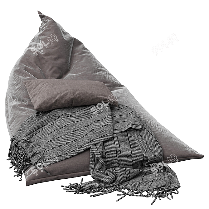 Cozy Grey Bean Bag 3D model image 1