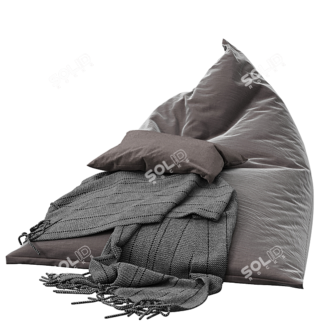 Cozy Grey Bean Bag 3D model image 2