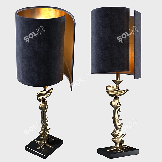 Luxury Coastal Brass Table Lamp 3D model image 1