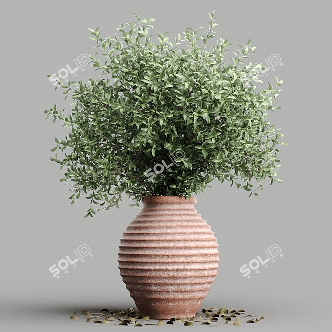 Purple Willow Clay Pot 3D 3D model image 1