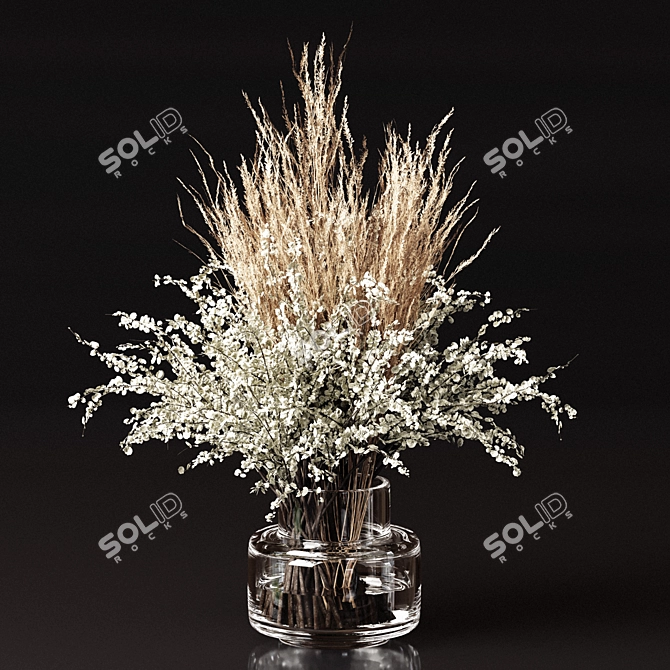 Pampas Branch Bouquet Set 3D model image 5